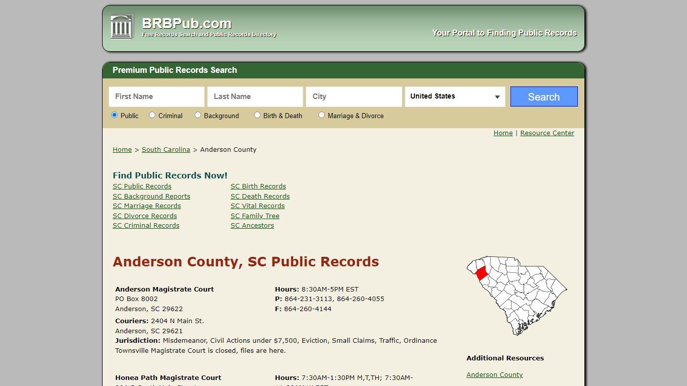 Anderson County, SC Public Records - brbpub.com