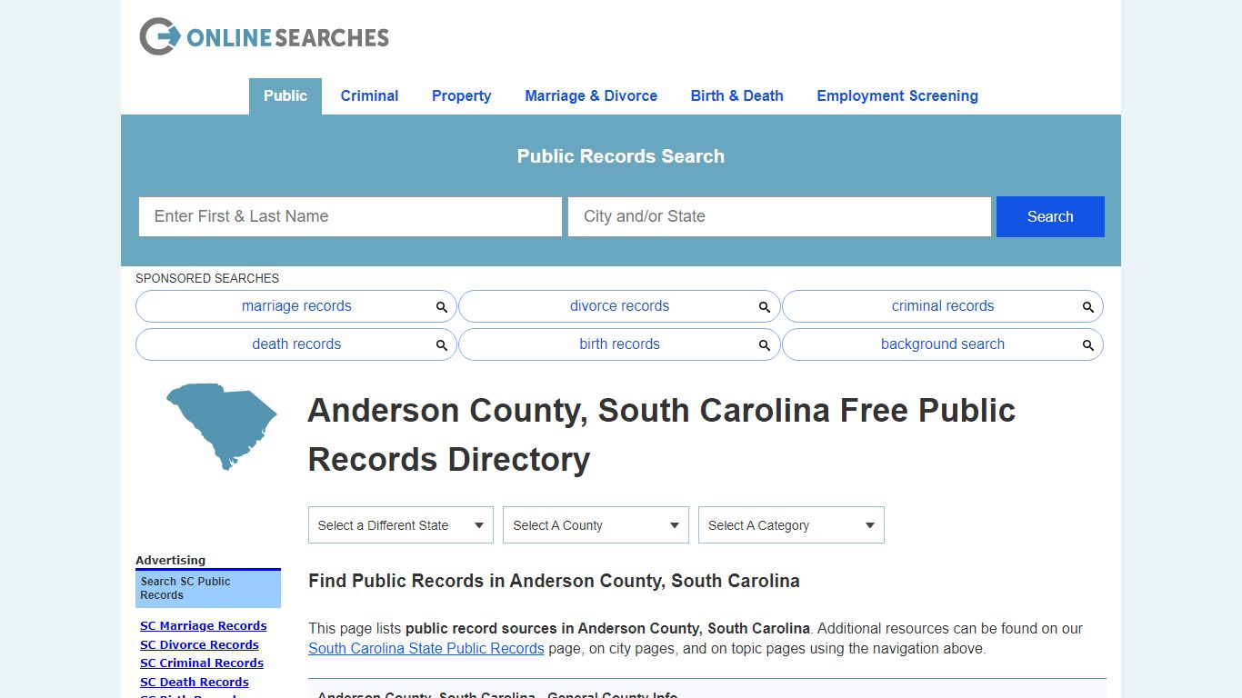 Anderson County, South Carolina Public Records Directory